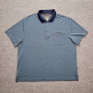 Greg‎ Norman Polo Shirt Mens XL/2XL Blue Striped Short Sleeve Golf Play Dry
